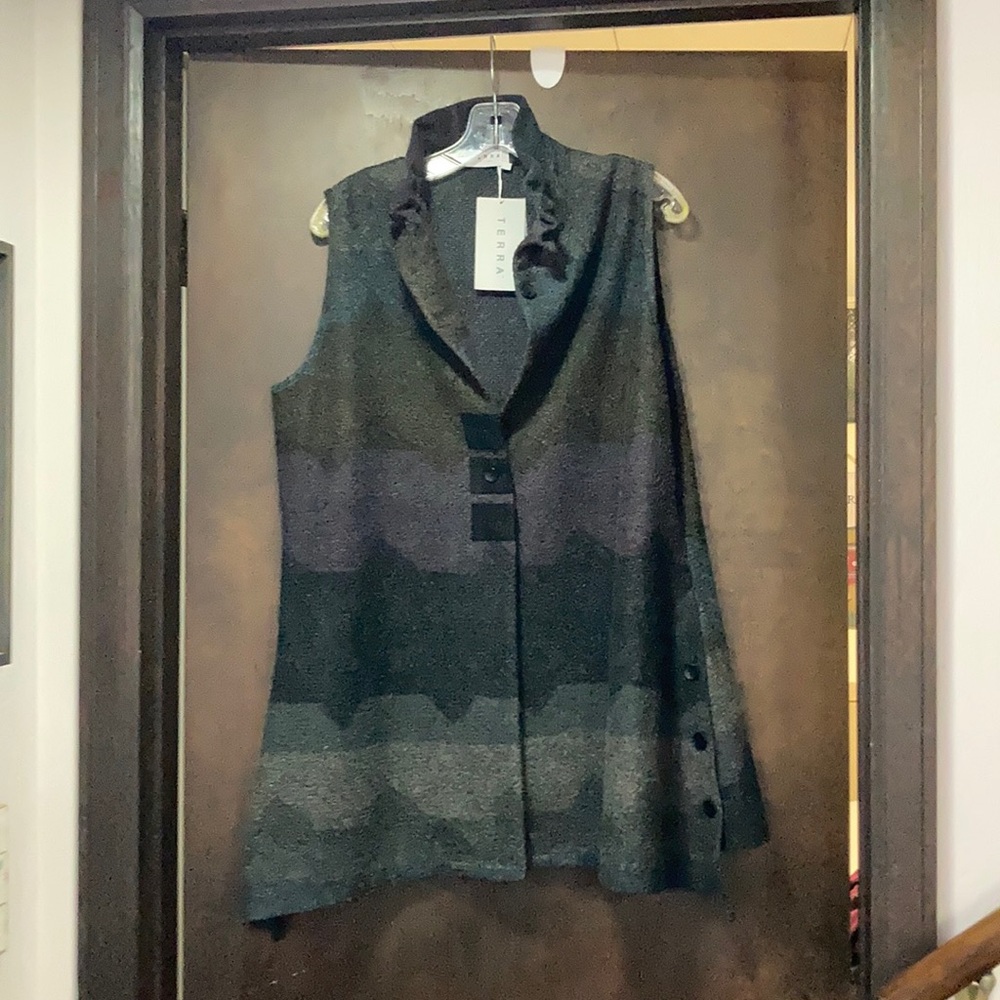 TERRA L grey black and purple duster beautiful!